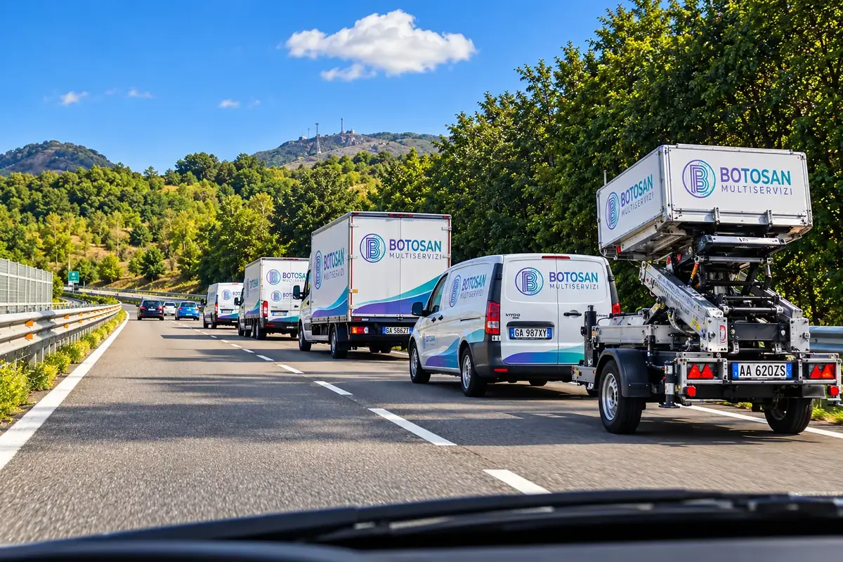I mezzi Botosan Multiservizi in viaggio